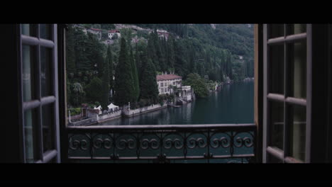 lake villa view from open window