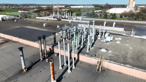 aerial view of manufacturing roof, industrial roof, mount joy downtown, pennsylvania, usa