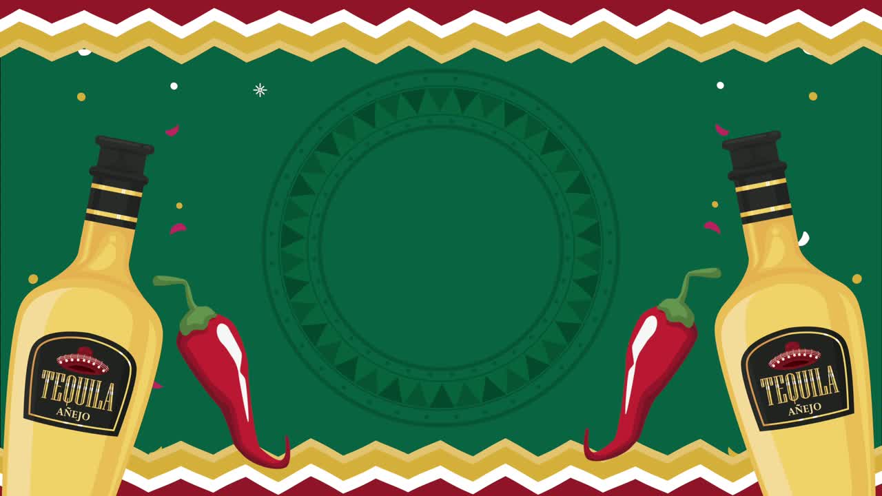 celebración de la fiesta mexicana con botellas de tequila