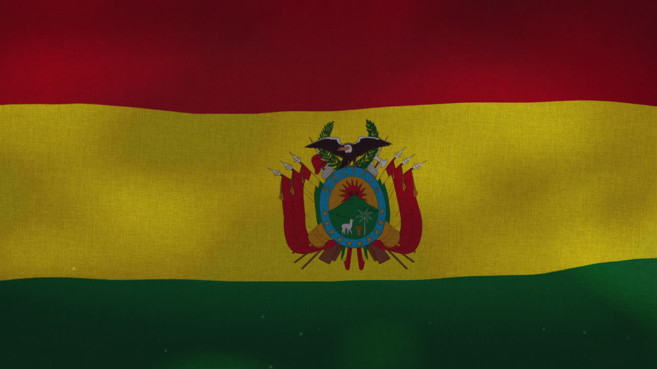 A bandeira nacional da Bolívia tremulando