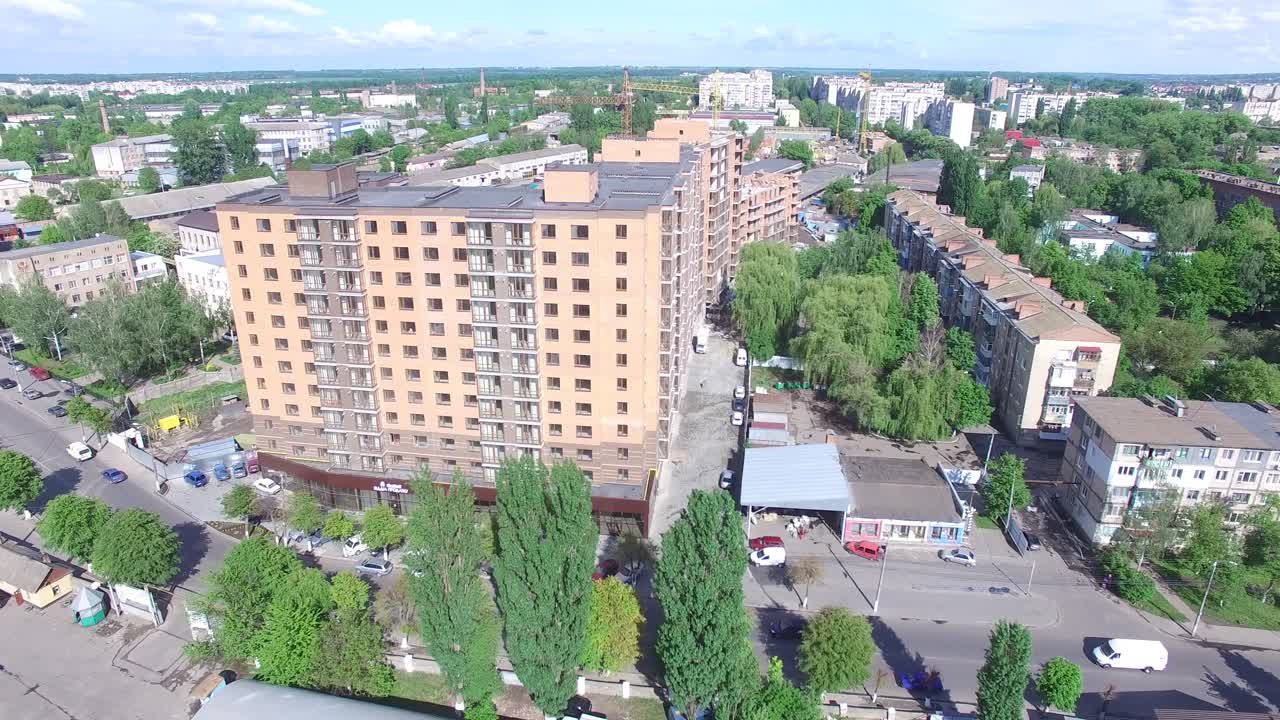 Aerial shot of the new apartments buildings exterior