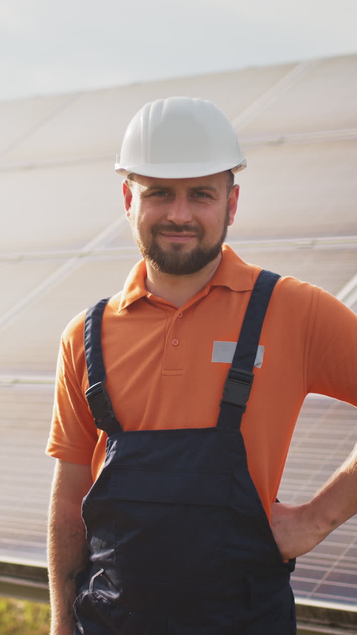 Engineer at solar panel farm