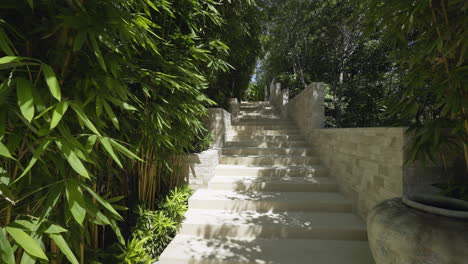 luxurious stairs at entrance to fancy vacation resort in phuket, thailand