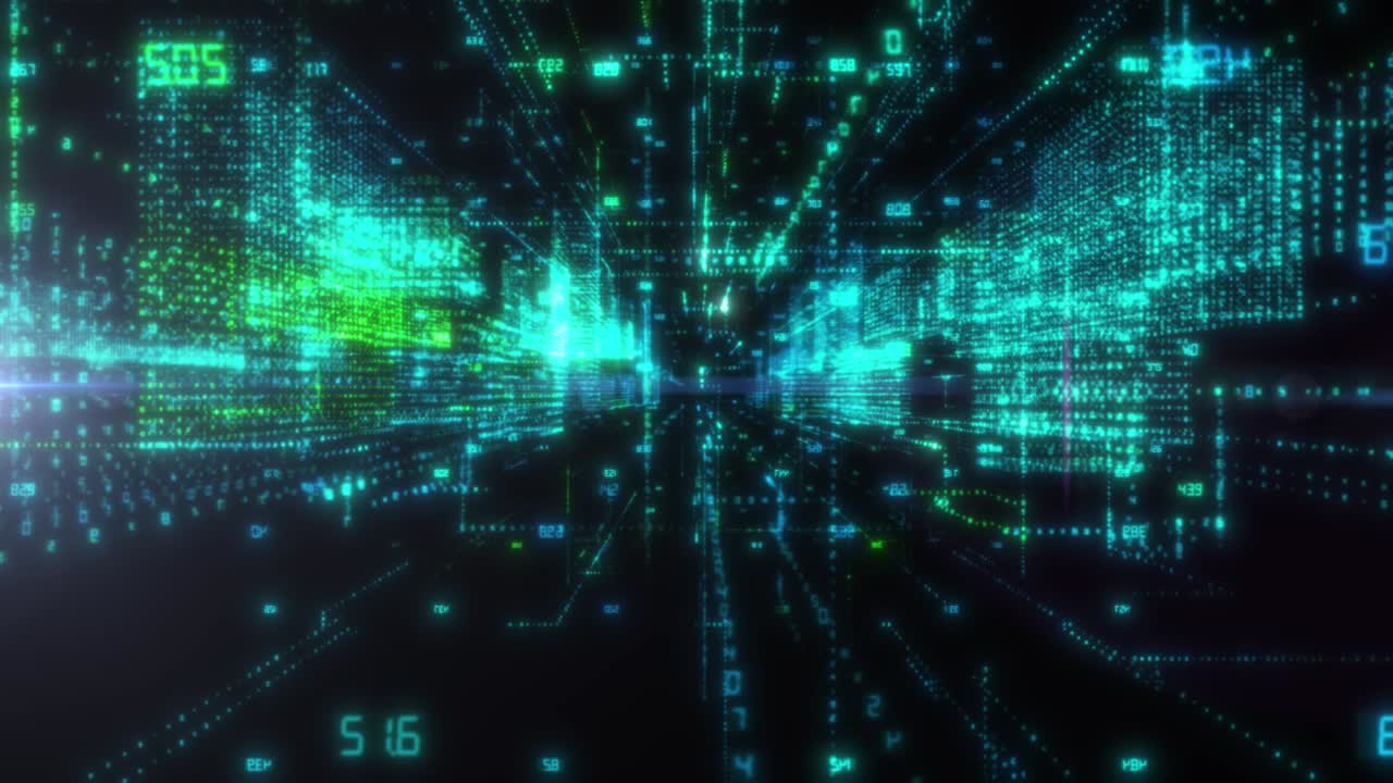 Seamless loop abstract hologram 3D smart city