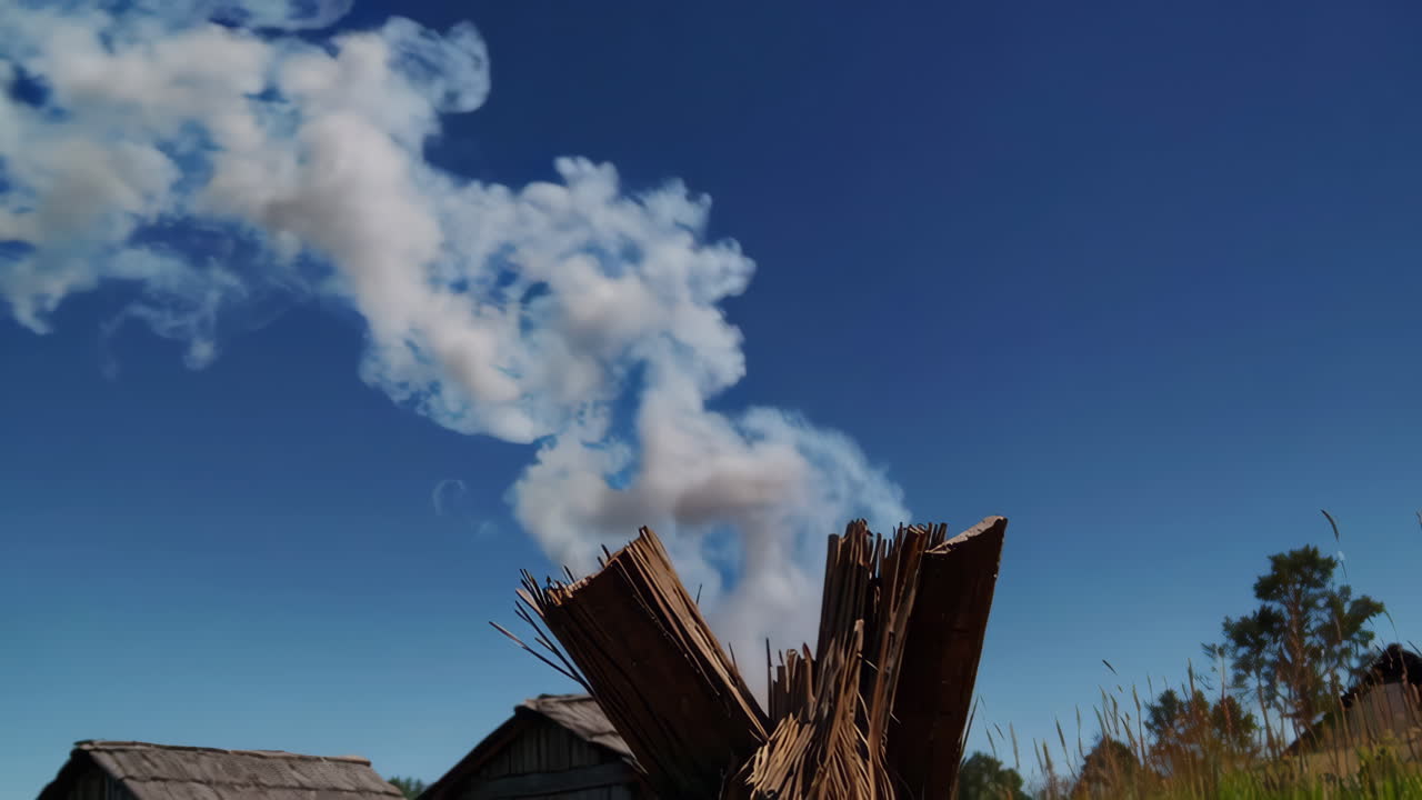 Campfire in a Historical Village Setting