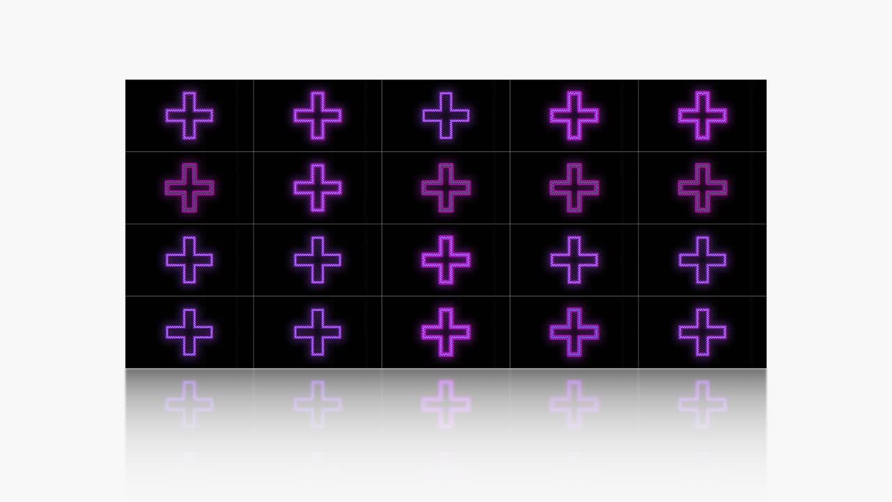 patrón de cruces geométricas moradas con luz de neón