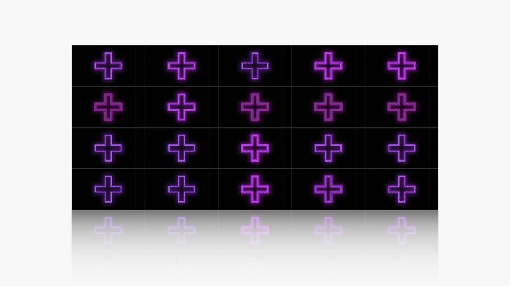 Purple geometric crosses pattern with neon light