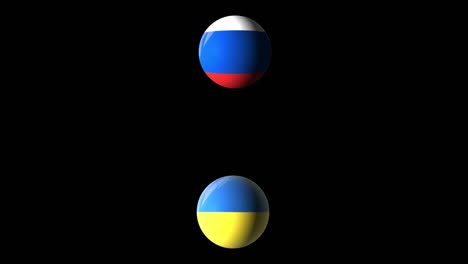 russian flag and ukrainian flag.