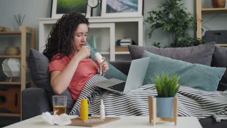 woman feeling ill, online doctor consultation