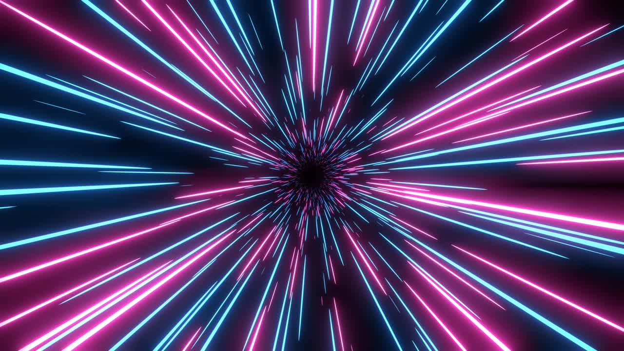 Blue and pink speed light abstract background. Loop able Sci-fi tunnel backdrop.