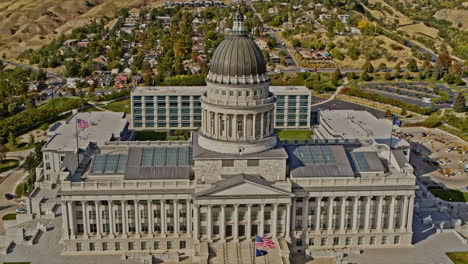 salt lake city utah aerial v4 spectacular pull out shot away from historic significance state capitol building, capturing hillside residential houses - shot with inspire 2, x7 camera - october 2021