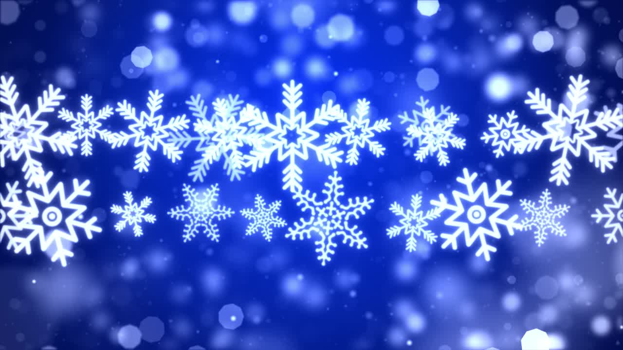 Blue Snow Snowfall Snowflake Particles Seamlessly Loop Animation Background