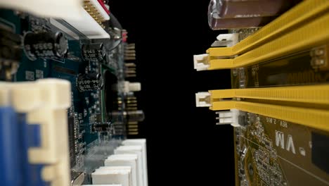 Close-up view of computer motherboard and RAM