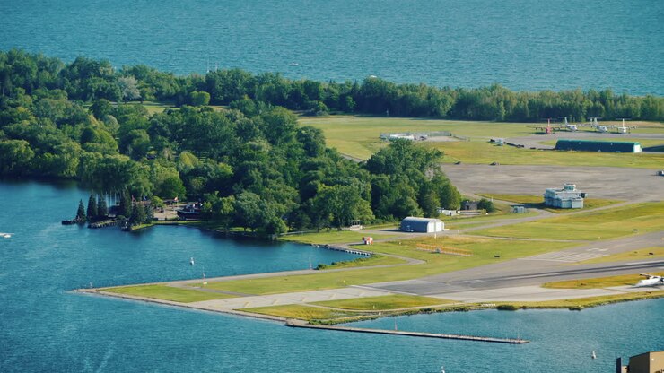 The Plane Lands At The Airport Of A Small Island