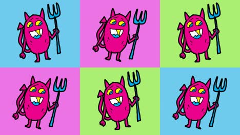 kids drawing pop art seamless background with theme of devil