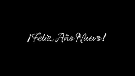 mensaje de feliz año nuevo en español, italiano, portugués multilingüe con copia o tipo de logotipo espacio en fondo negro. compuesto en pantalla o agregar mezcla. superposición de tarjetas de vacaciones bucles de bucle 4k video