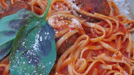pasta with meatballs and basil