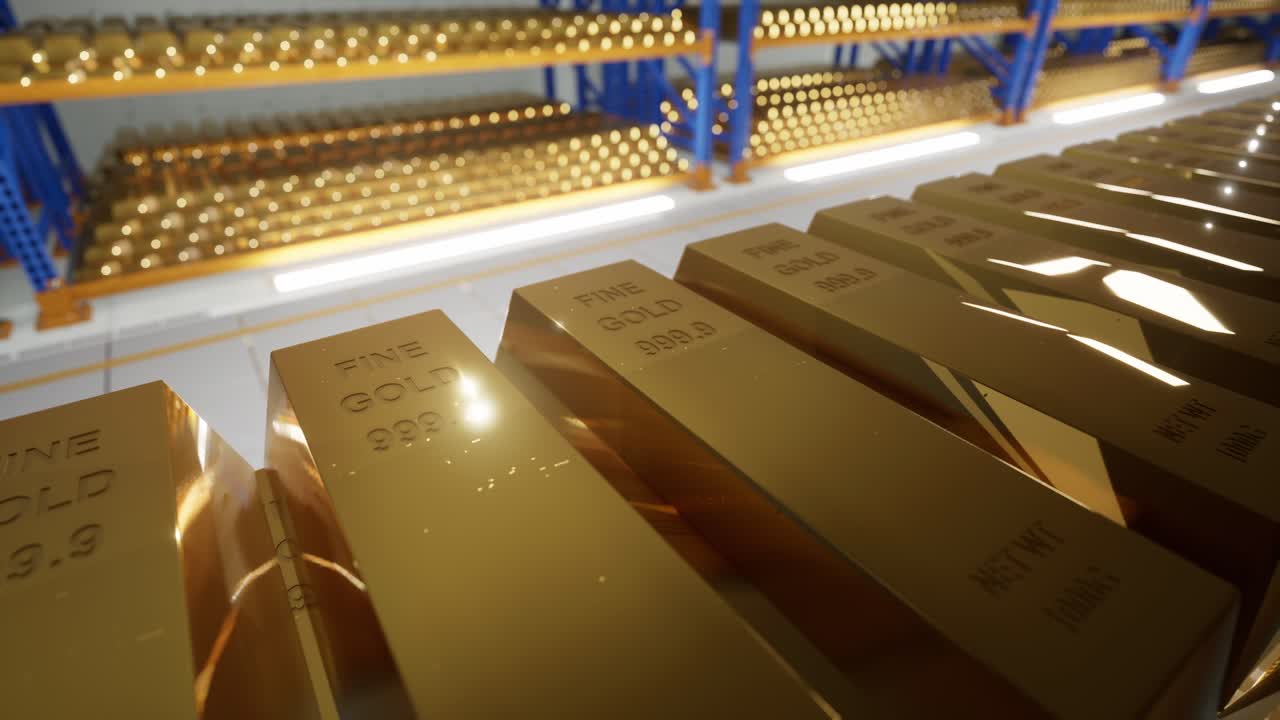 Animation Of Stacked Gold Bar, Gold Bullion Gold Bars Treasury Wealth Ingot Luxury Finance Goods Trading