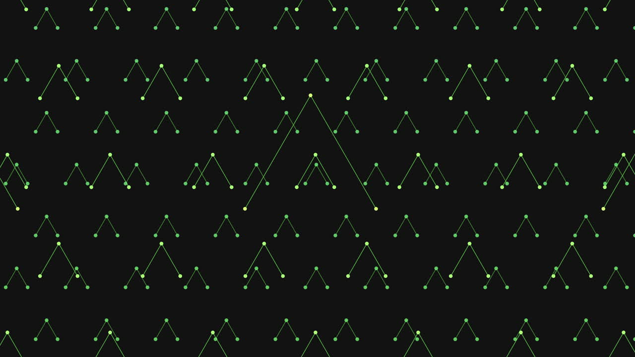 patrón triangular verde que forma la letra "a" sobre un fondo negro