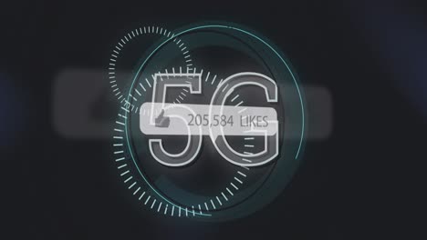 sprachblase mit daumen-icon und steigenden zahlen gegen 5g text auf scope