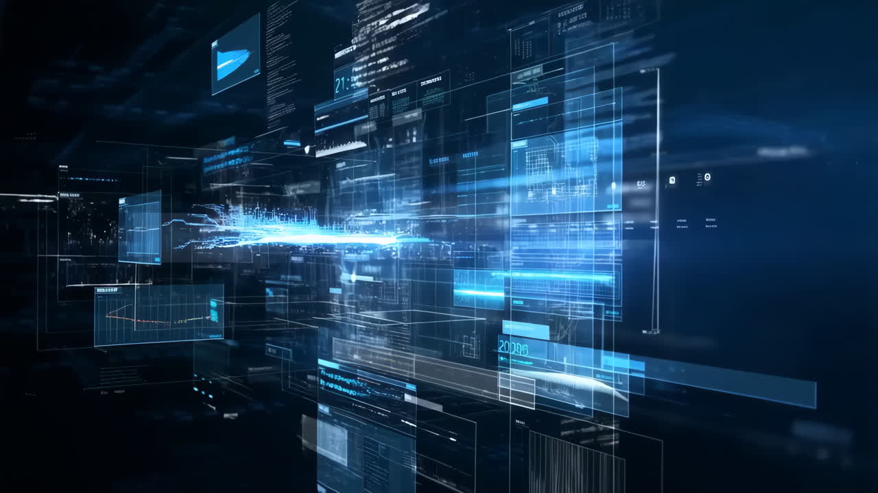 Futuristic Digital Interface with Data Displays