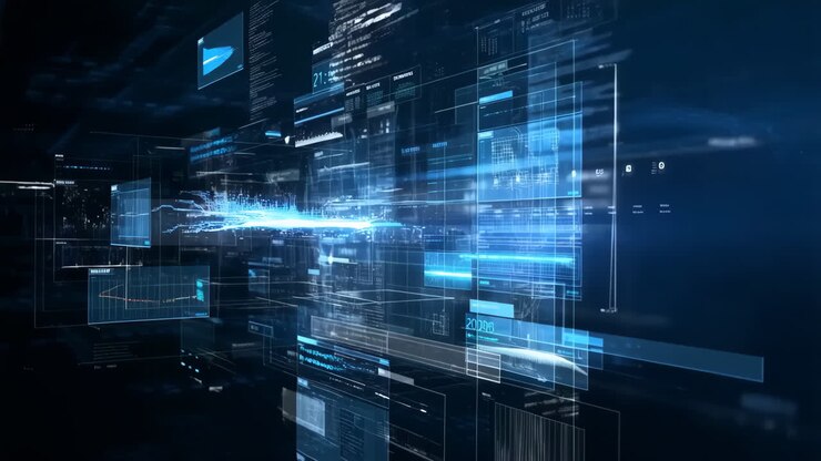 Futuristic Digital Interface with Data Displays