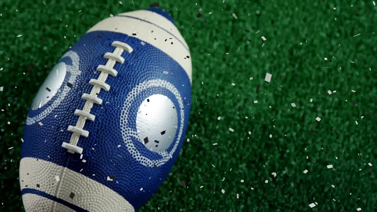 아메리칸  ⁇ 볼 공 위에 떨어지는 콘페티의 애니메이션