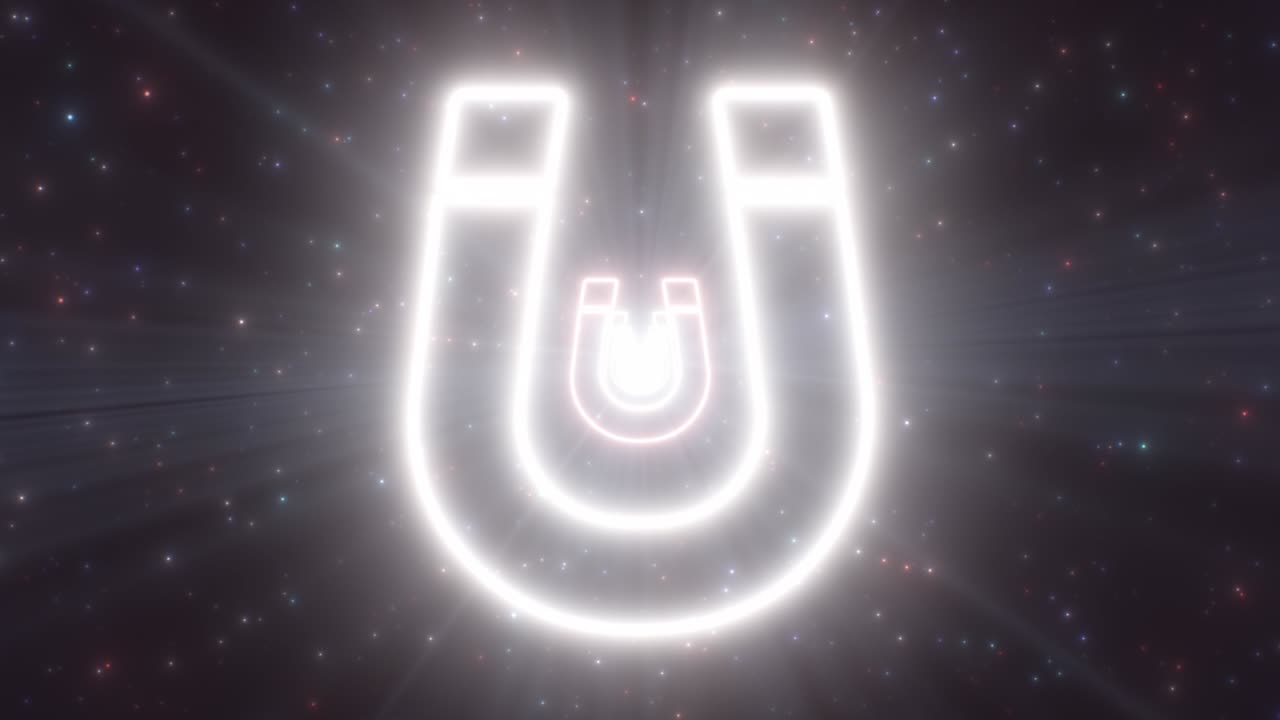 contorno de forma de imán en movimiento brillo de neón luces de túnel portal brilla - 4k sin costuras vj bucle de movimiento animación de fondo