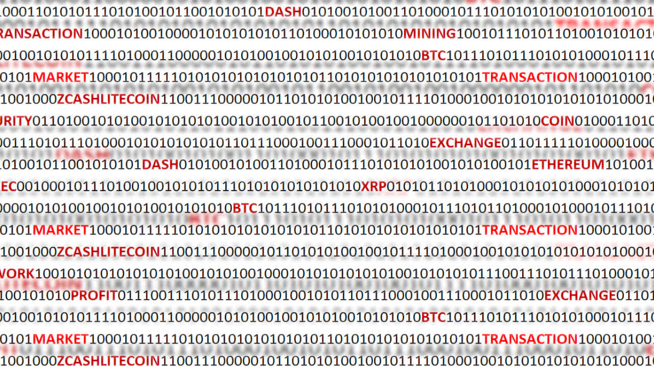 Cryptocurrency on a digital background. Background from a program code and cryptocurrencies