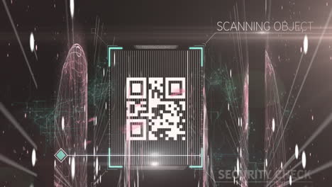 qr code scanner against screens of network of connections