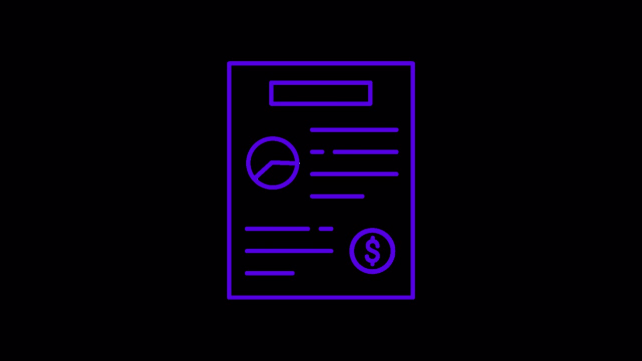 Animated Financial Report Document with Pie Chart and Dollar Sign