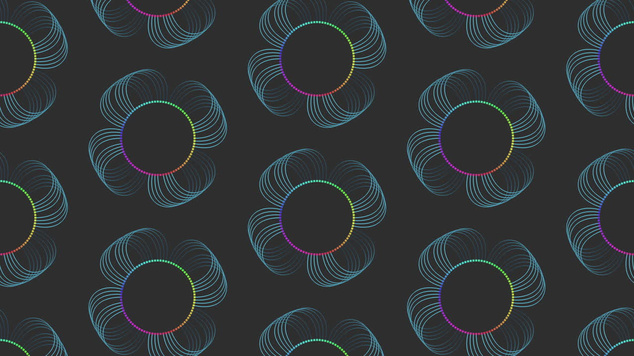 검은색에 다채로운 원의 매혹적인 칼레이도스코프