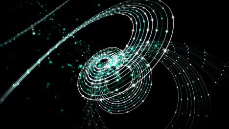 futuristic animation with stripe object and flickering particles in slow motion, 4096x2304 loop 4k