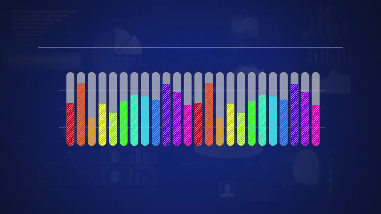 gráfico de barras de colores del arco iris