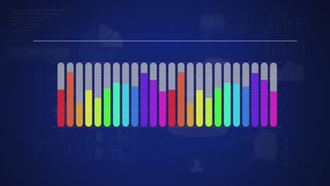 gráfico de barras de colores del arco iris