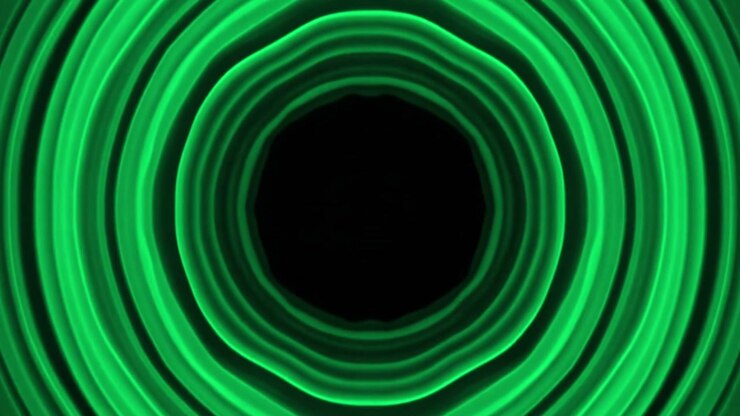 Abstract Green Concentric Circles Expanding Outward