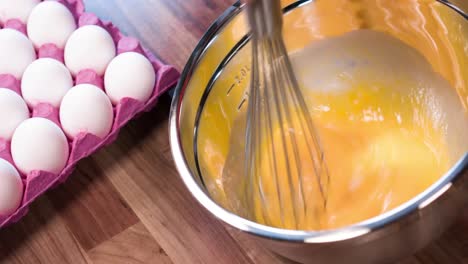 whisk
beat the eggs