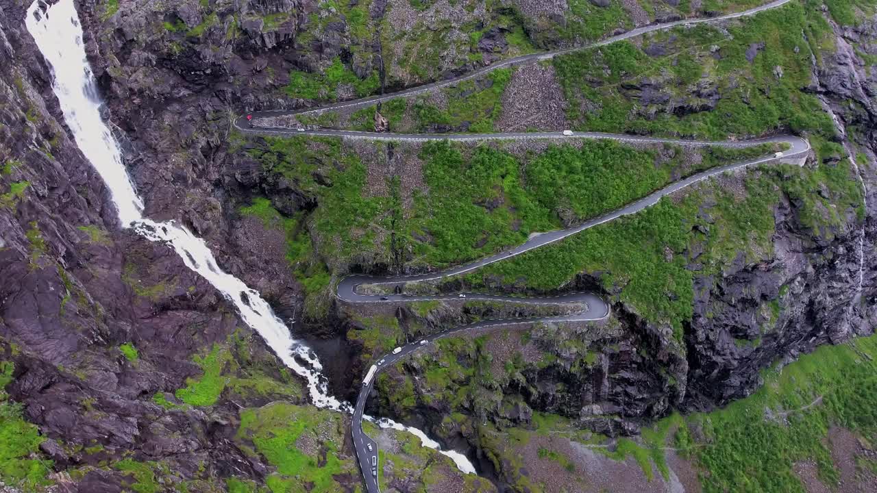 Troll's Path Trollstigen or Trollstigveien winding mountain road.