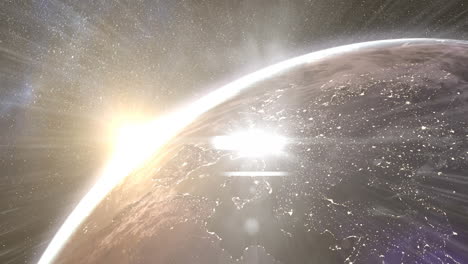 animación digital de un punto brillante de luz contra un globo giratorio en el espacio
