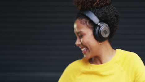 happy woman listening to music
