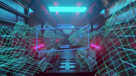 un túnel brillante con rastros de luz roja y azul moviéndose en un movimiento hipnótico.