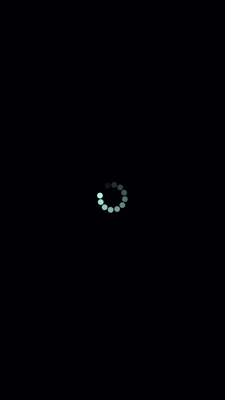 Digital Loading Spinner with Blue Dots on Black Background