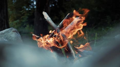 Großes-Lagerfeuer-Im-Freien-In-Zeitlupe