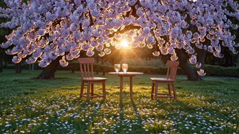 romantic cherry blossom picnic