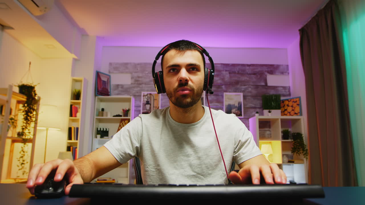 Pov timelapse of young man playing games