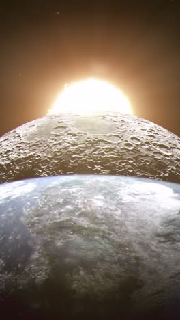 vertical shot of an astronomical alignment between earth, the moon and the sun