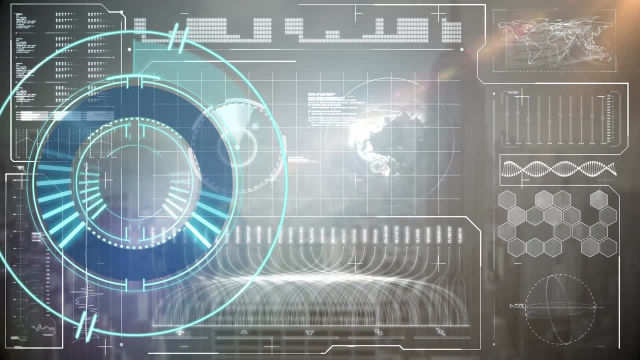 검은색 배경에 데이터 처리에 대한 범위 스캐닝의 애니메이션