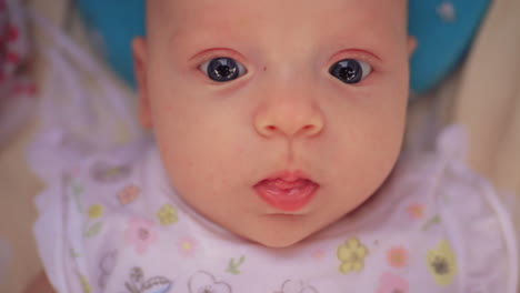 portrait of three months baby girl with big blue eyes
