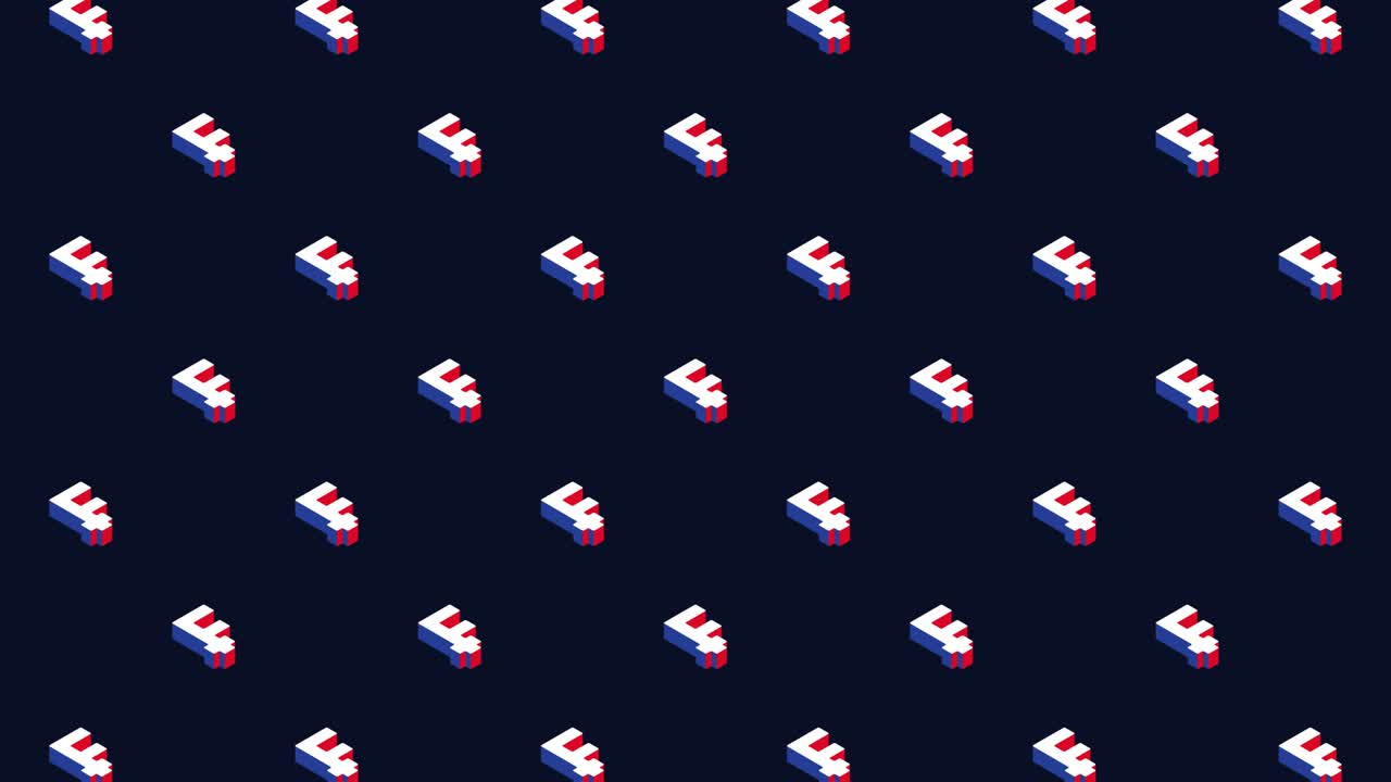 símbolos isométricos del franco suizo en un patrón animado sobre un fondo oscuro. animación de bucle sin costuras