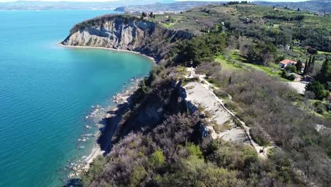 aerial flyover adriatic coast near slovenia izola